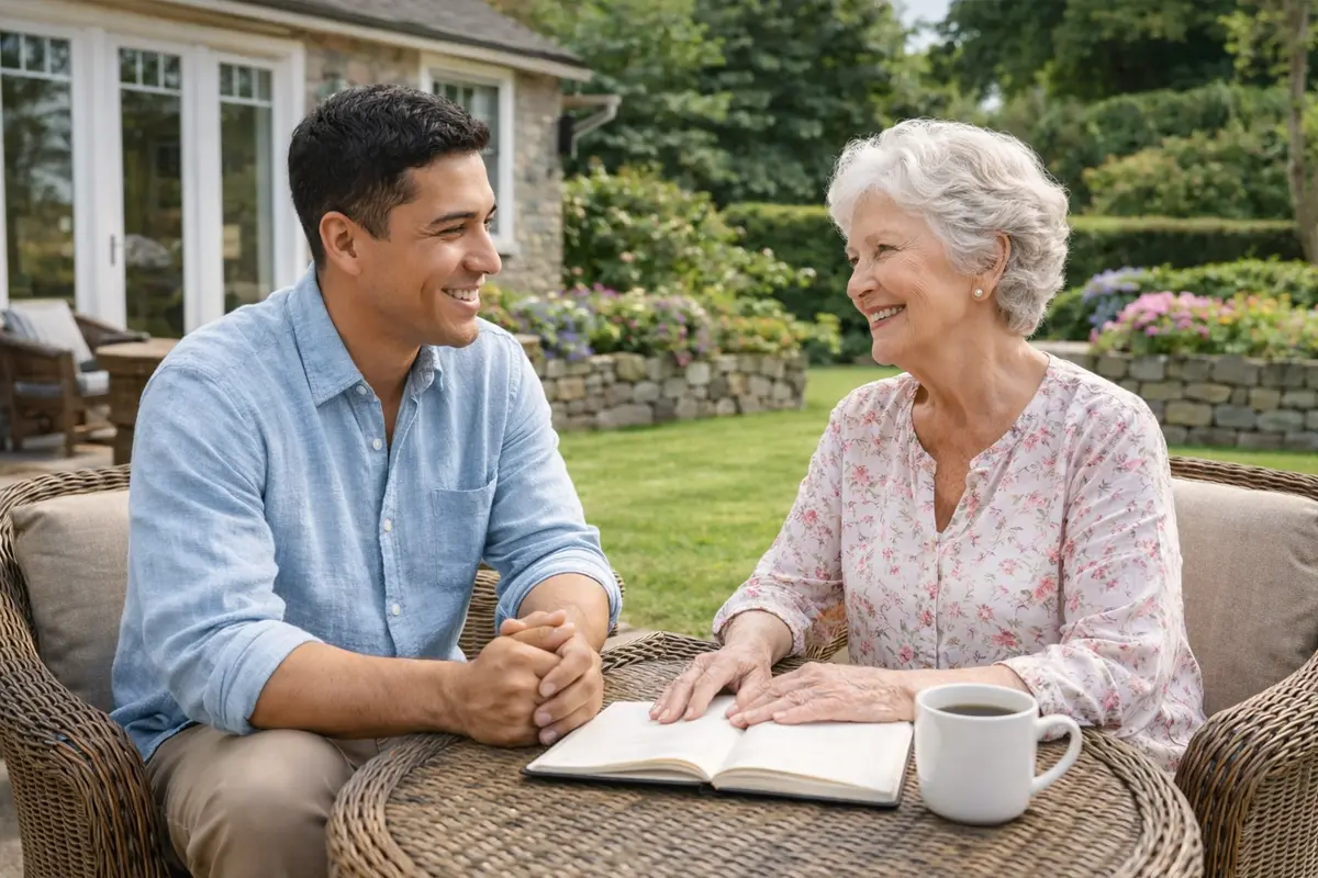 senior woman with carer