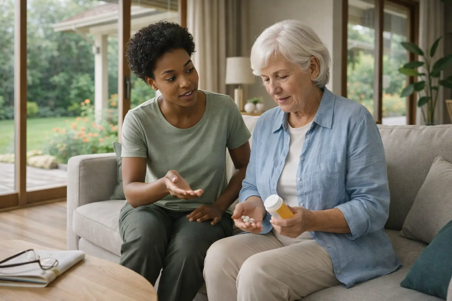 senior woman with personal carer