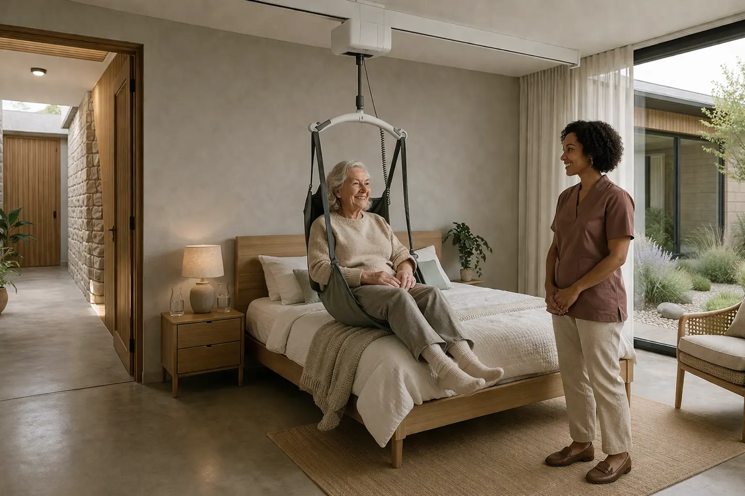 senior woman with carer