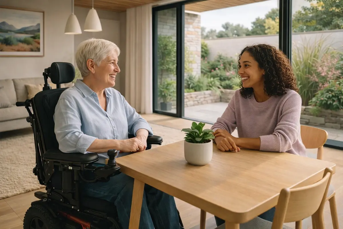 senior woman with carer